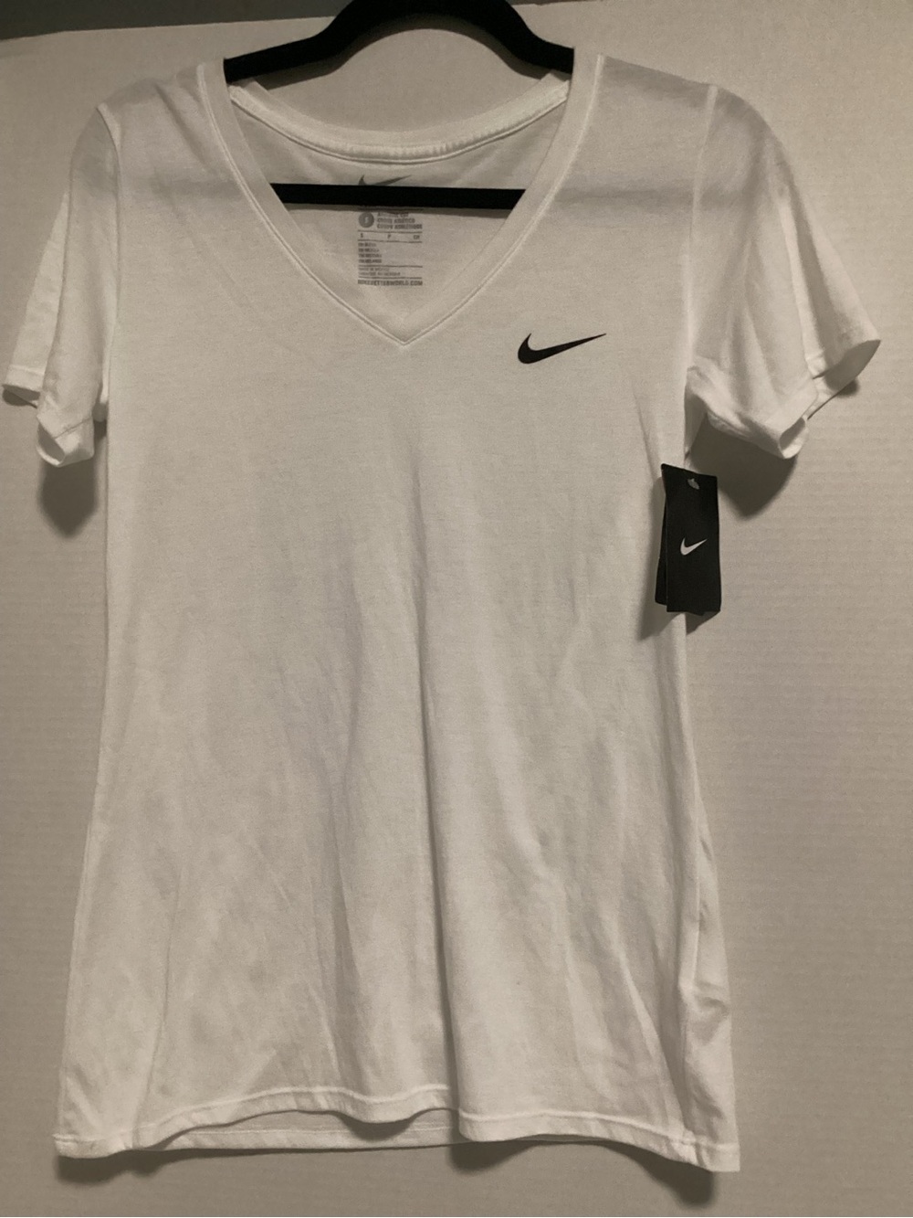 Nike White V-Neck Swoosh Short Sleeve Tee